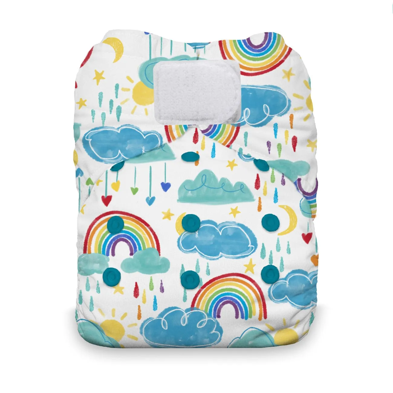 Rainbow Hook & Loop Natural One Size All in One Diaper