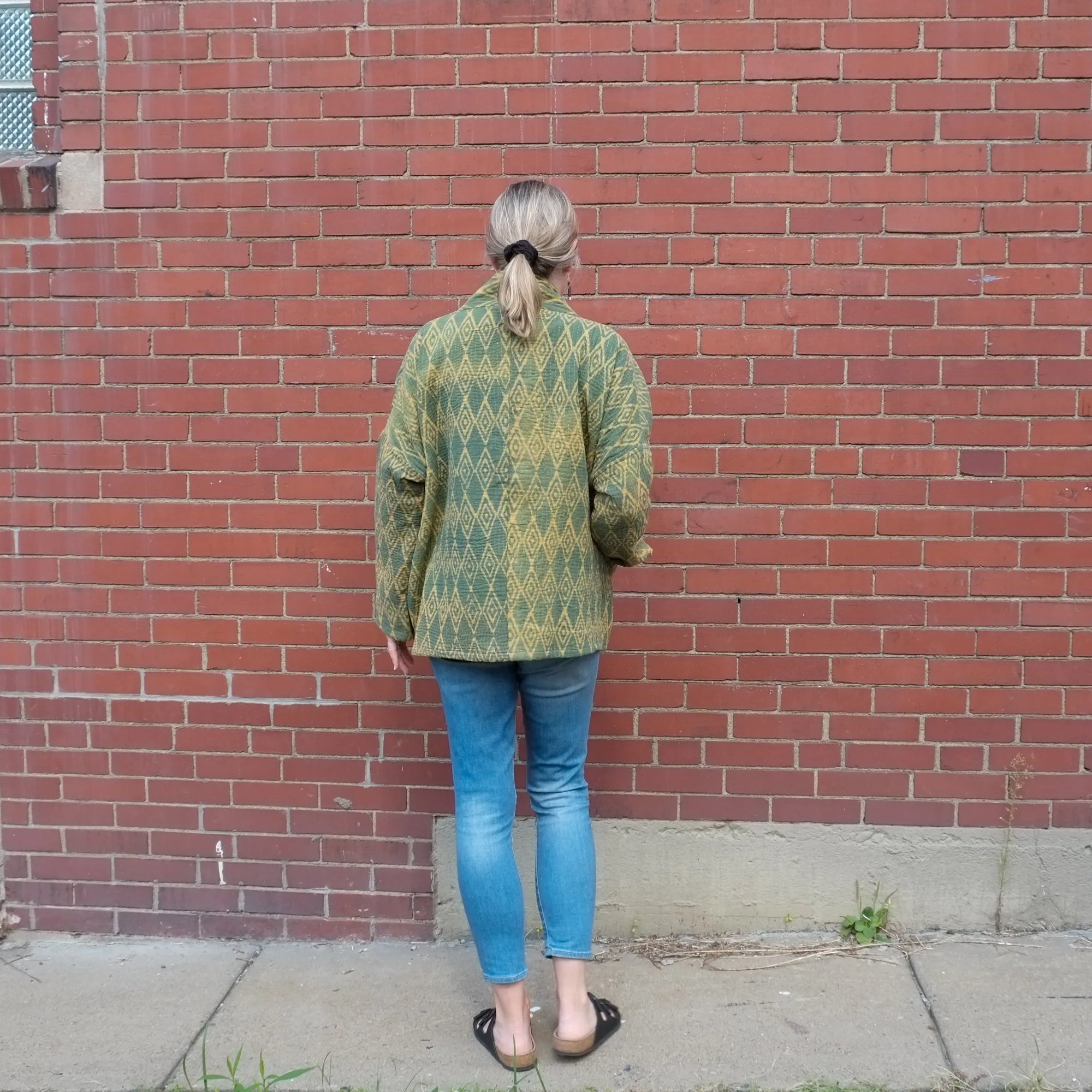 S Buttered Corn Yellow Diamond Pattern Norah Jacket LM063