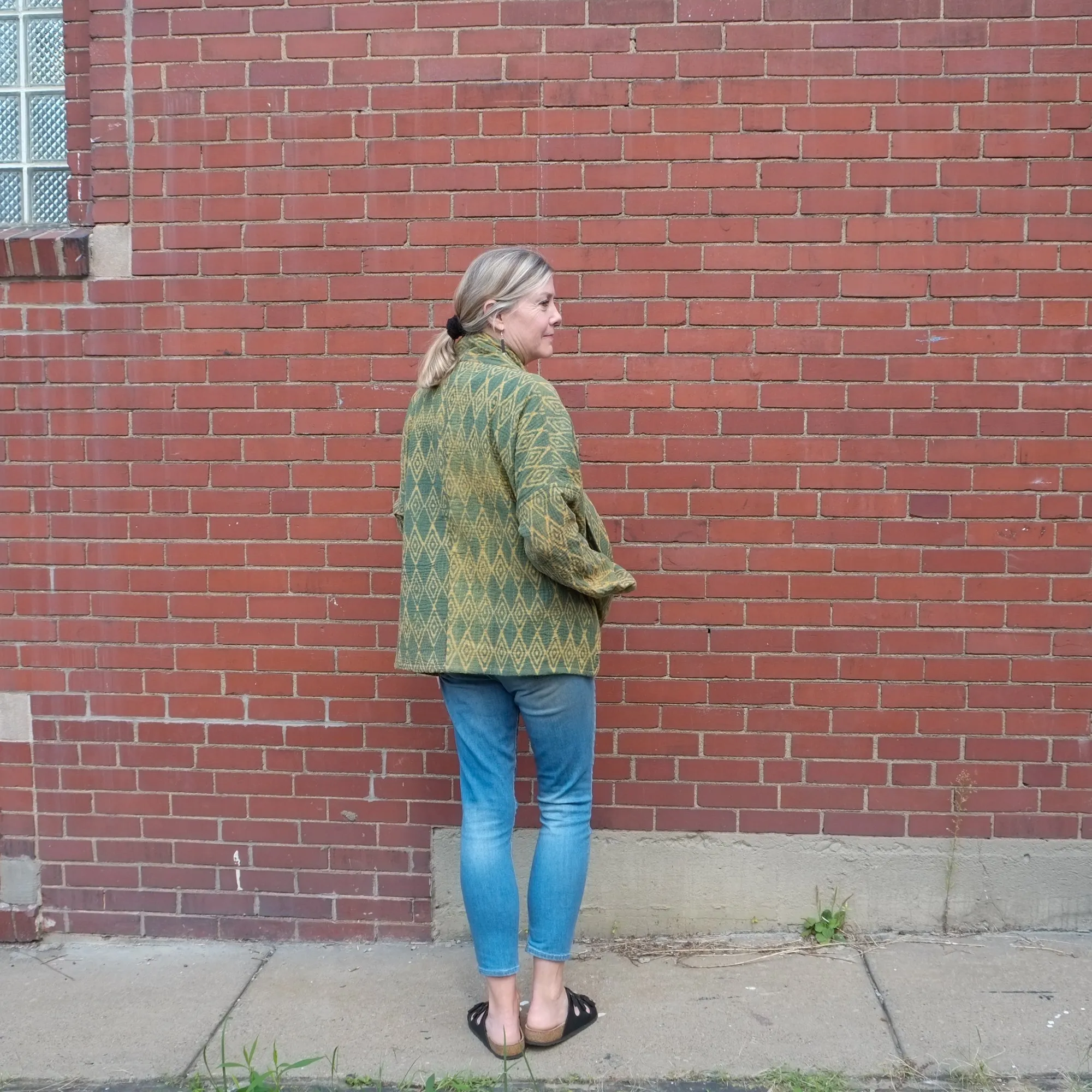 S Buttered Corn Yellow Diamond Pattern Norah Jacket LM063