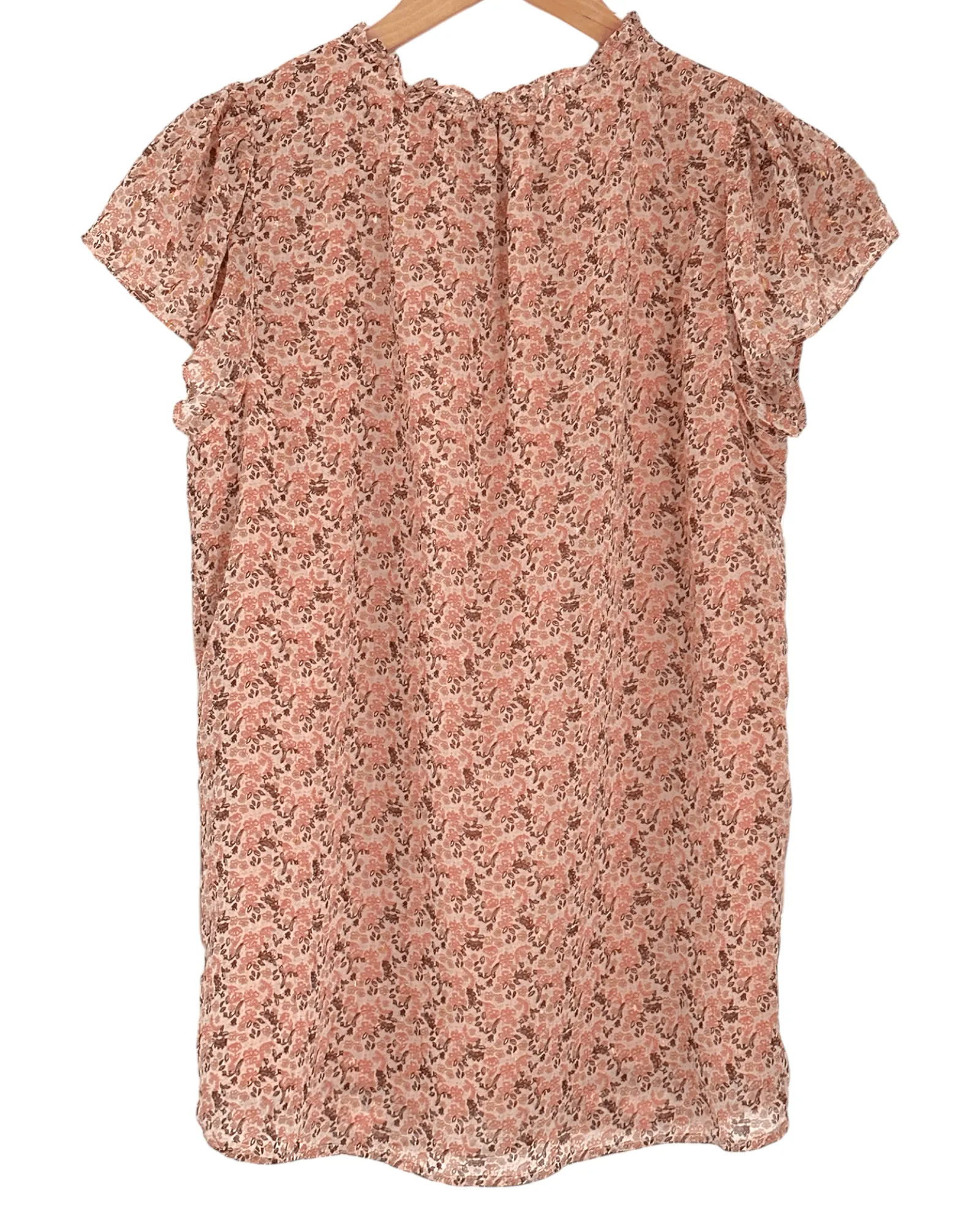 Soft Autumn Floral Print Tie-Front Flutter Sleeve Blouse