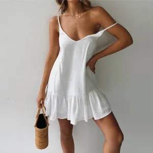 Summer Sexy Spaghetti Trendy Strap Backless Short Dress