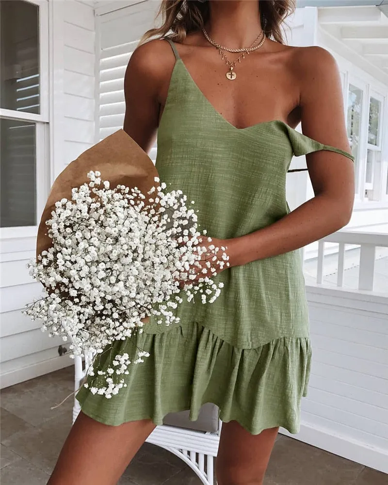 Summer Sexy Spaghetti Trendy Strap Backless Short Dress