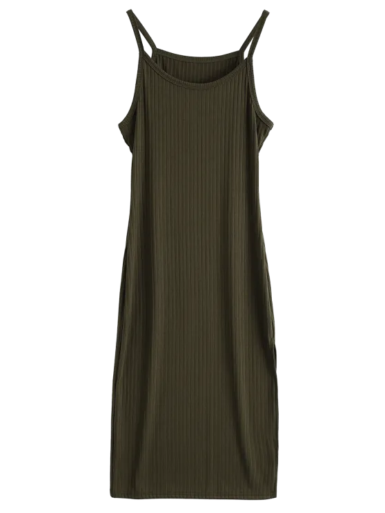 TastyHottie - Trendy Ribbed Slit Bodycon Tank Dress