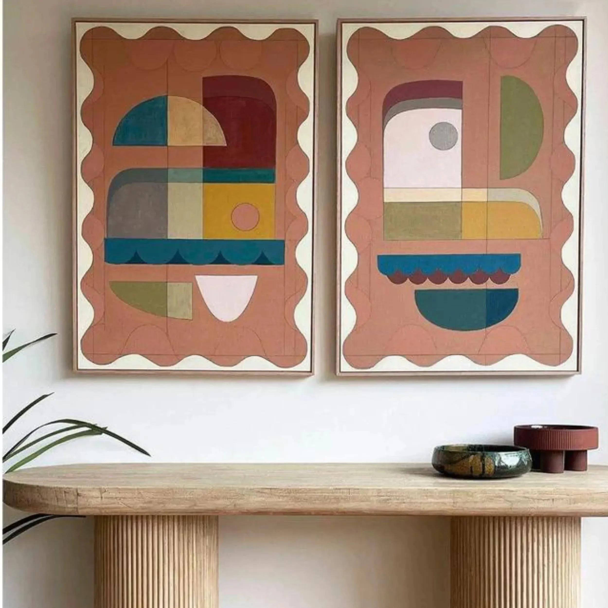 Terracotta Blush One Canvas Print 150cm x 100cm Black Frame