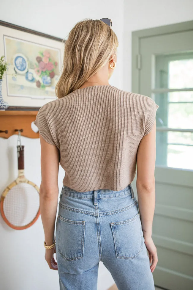The One I Want Taupe Short Sleeve Pocketed Sweater FINAL SALE