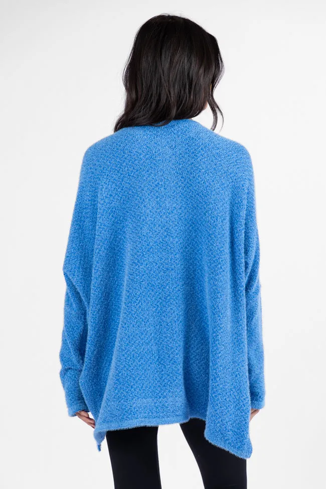 Thinking Of You Blue Fuzzy Henley Blouse SALE