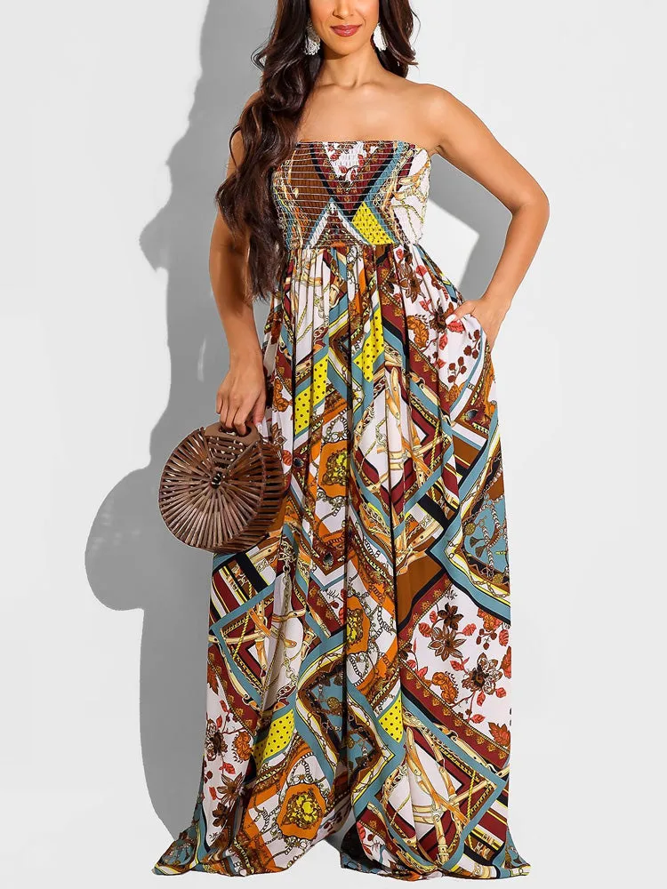 Tie Dye Split Trendy Joint Fold Dresses