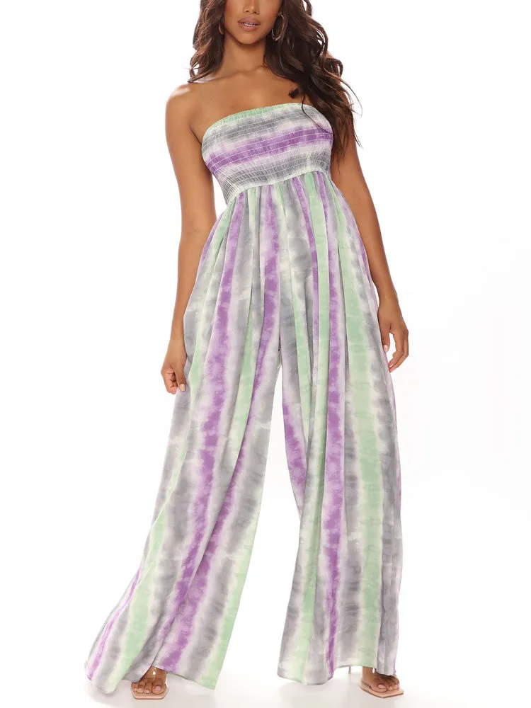 Tie Dye Split Trendy Joint Fold Dresses