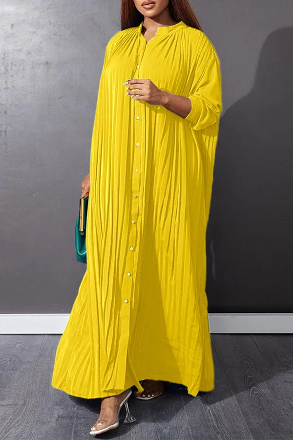 Trendy Pleated Smock Maxi Dress
