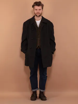 Vintage 80's Men Wool Blend Parka Coat in Grey