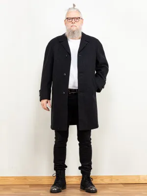Vintage 80's Men Wool Coat in Dark Grey