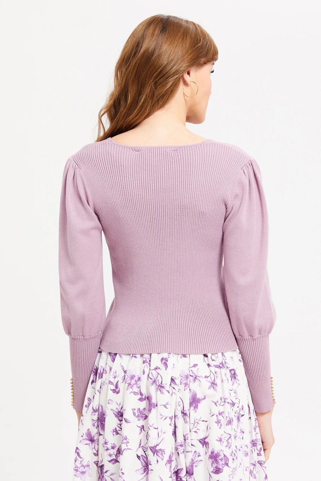 Women Lilac Long Sleeves Pullover