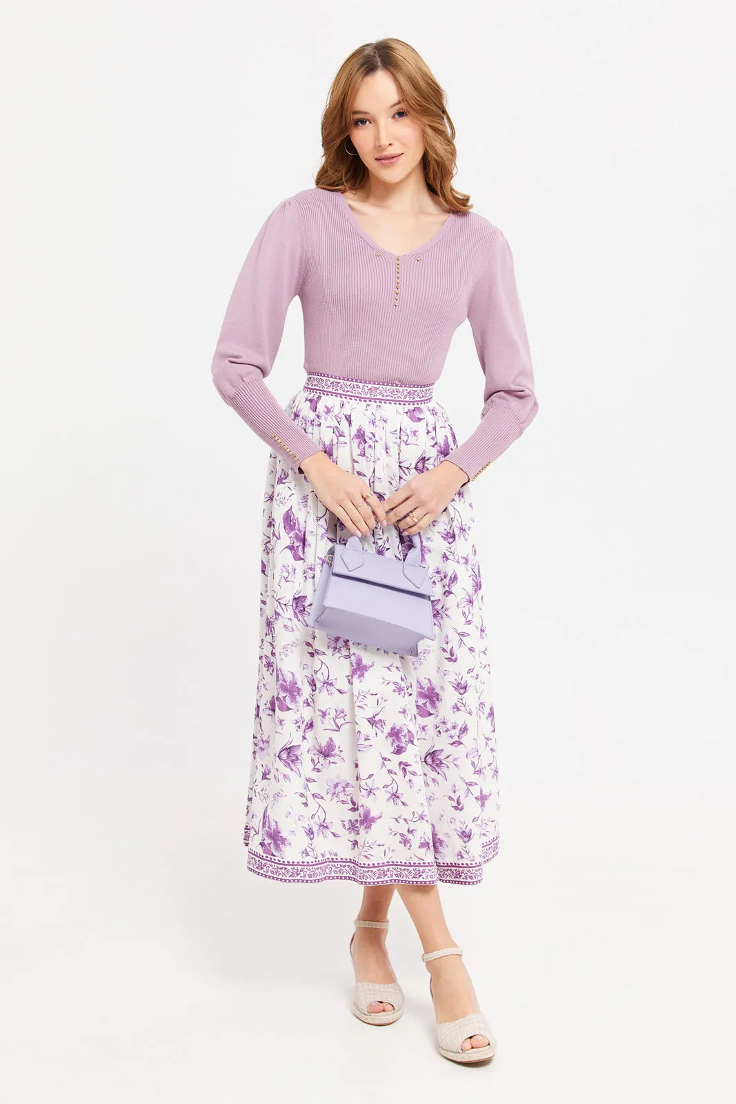 Women Lilac Long Sleeves Pullover