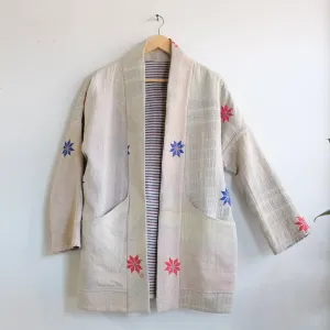 XS White with embroidered flowers Anoushka Jacket LL072